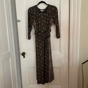 Boden Black Floral Wrap Maxi Dress with Tie Detail